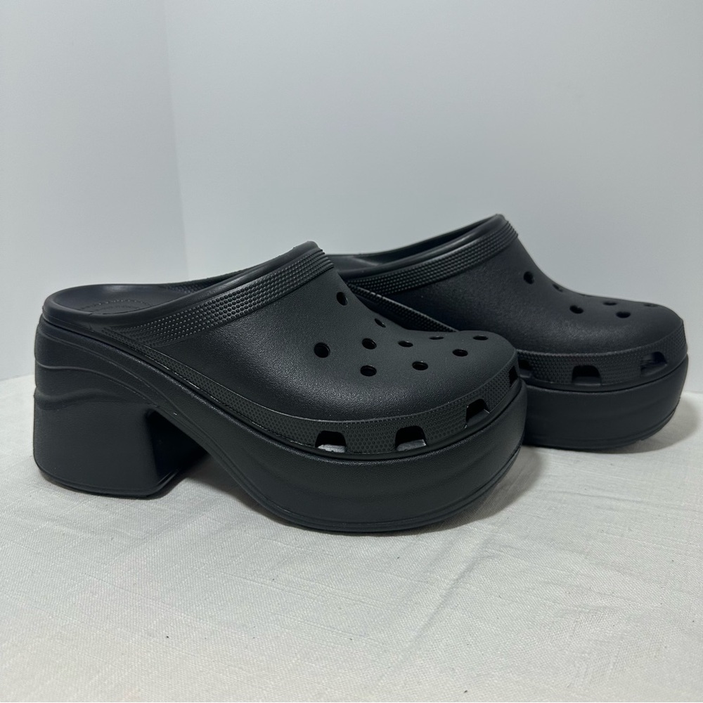 CROCS Siren Platform Heel Clogs Black Women’s 10 Chunky Y2K Mule Sandals